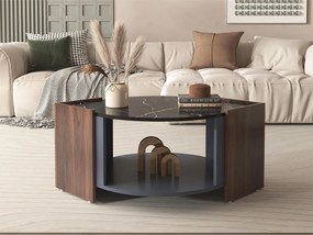 Stolik kawowy z 2 półkami, płyta wiórowa, styl nowoczesny, czarny i brązowy, 96,5 dł. x 63 szer. x 40 wys. cm
