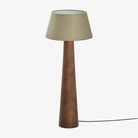 Lampa Podłogowa Z Drewna Mango Malva ↑70 Cm & Sage Green Ø40 Cm Monaco - Sklum