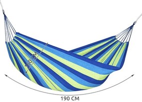 Niebiesko-zielony hamak HAMMOCK dla 2 osób 200x150 cm
