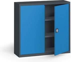 Szafa metalowa, 1150 x 1200 x 400 mm, 2 półki, grafitowy/niebieska