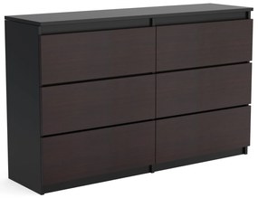Duża komoda 6 SZUFLAD Szafka 120 cm ARIA Czarny/Wenge