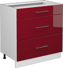 Szafka dolna do kuchni bordowa czerwień wysoki połysk 80x51.6x82 fame-line