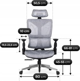Fotel Biurowy Ergonomiczny Obrotowy MARTIN Szary Nowoczesny