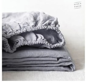 Jasnoszare lniane prześcieradło z gumką 140x200 cm Light Grey – Linen Tales