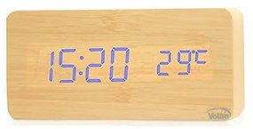 Zegar budzik drewniany elektroniczny cyfrowy led stojący - termometr + data