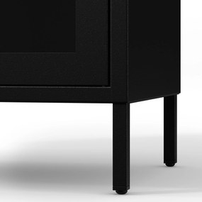 Witryna szklana do salonu metalowa czarna ANGELO Modern 800 x 1850 x 450 mm