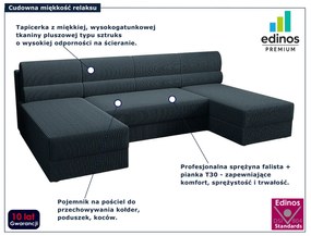 Granatowy narożnik z pojemnikiem na pościel - Torvesso