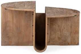 Okrągły stolik z litego drewna mango w ciemnym naturalnym kolorze ø 80 cm Divya – MOME