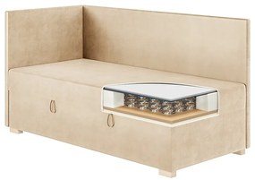 Beżowe narożne łóżko dziecięce ze schowkiem i materacem 90x200 cm Flexi – Ghado