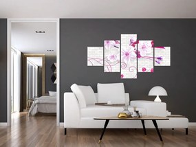 Obraz gałązki z kwiatami (125x70 cm)