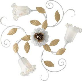 Lampa sufitowa z żelaza lakierowanego w kolorze postarzanej bieli z 3 światłami, wys. 17 x Ø56 cm, BL274-PL3-BCO