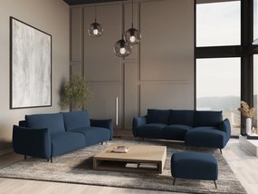 Zestaw mebli wypoczynkowych Malie, prawostronny narożnik, sofa i pufa, tkanina szenilowa