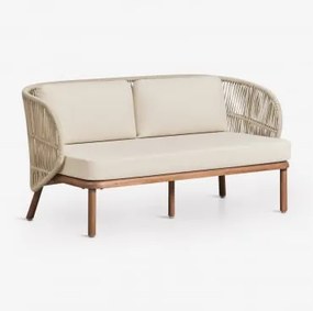 Sofa Ogrodowy Dwuosobowy Z Drewna Akacjowego I Plecionej Liny Capri Kremowa - Sklum