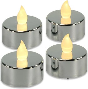 Dekoracyjny zestaw świeczek LED, srebrny, 4 szt