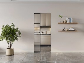 Drzwi przesuwne chowane w ścianie - aluminium i matowe szkło hartowane - wys. 205 x szer. 73 cm - SINCA II