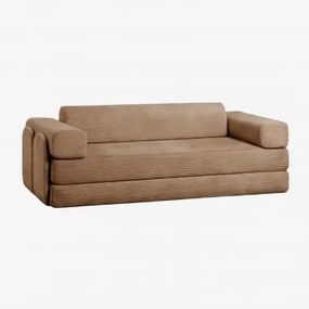 Sofa Rozkładana Dwuosobowa Z Weluru Pakowana Próżniowo Paoly Sztruks Brąz Karmelowy - Sklum