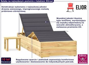 Leżak ze stolikiem z drewna sosnowego antracyt - Ogebis