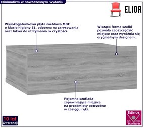 Wisząca szafka nocna szary dąb sonoma - Umen