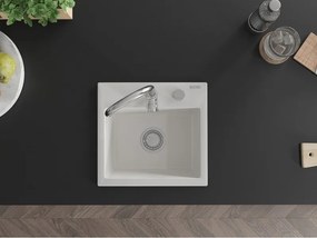 Mexen Milo zlewozmywak granitowy 1-komorowy 435 x 410 mm, biały, syfon chrom - 6505441000-20