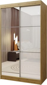 Szafa Przesuwna VITALE 120 cm z Lustrem Szafa Dwudrzwiowa Dąb artisan
