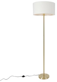 Lampa stojąca mosiądz z białym kloszem 50 cm - Simplo