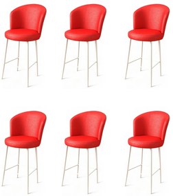 Zestaw krzeseł barowych Uras Red and White, 6 szt., 6 szt.