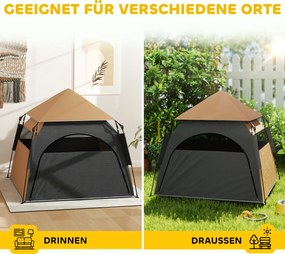 PawHut Namiot dla Zwierząt, Namiot dla Psów, Składany, Odporny na Warunki Pogodowe, Buda dla Psów, dla Dużych Psów, Ciemnobrązowy