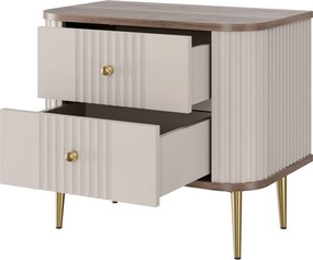 Zestaw szafek nocnych Vesper 56 cm - kaszmir / orzech / złote nogi