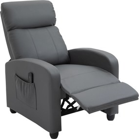 HOMCOM fotel masujący z pilotem i 8 programami, regulowany fotel z podnóżkiem, 68x88x98cm, szary | Aosom PL