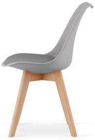 Zestaw jadalniany 1 + 4, biały stół ADRIA 120x80 cm + jasnoszare krzesło BALI MARK z bukowymi nogami