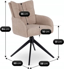 Krzesło Tapicerowane Obrotowe do Salonu JULY Beżowe Nowoczesne