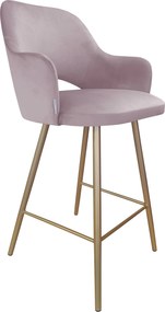 Hoker Milano krzesło barowe tkanina Welur podstawa metalowa : Kolor nogi - Złota stożek, Kolor tkaniny - VELVET - MG55, Typ siedziska - Siedzisko stałe