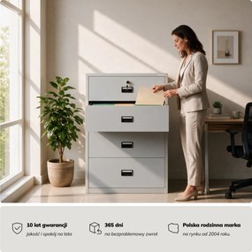 Szafa kartotekowa metalowa z 4 szufladami szara, 900x1320x600 mm: SARA XL V4