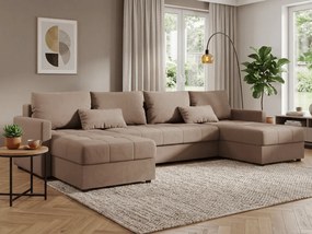Rozkładana sofa narożna w kształcie U VENORIA 285x146 cm, beżowa + 2 poduszki GRATIS