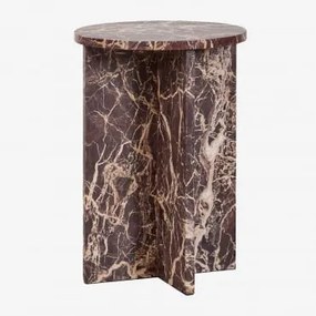Stolik Pomocniczy Okrągły Ø35 Cm Z Marmuru Mencia Czerwony Marmur Cherry Gold - Sklum