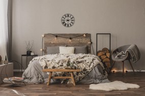 Zegar retro wiszący z cyframi rzymskimi, metalowa tarcza idealna do minimalistycznych wnętrz