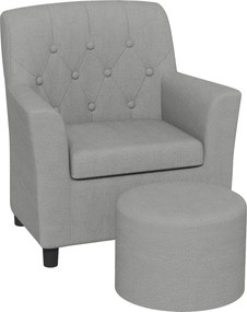 AIYAPLAY Fotel dla dzieci z pufem, oparcie w wzór w romby, miękkie siedzisko, drewniana rama, Szary