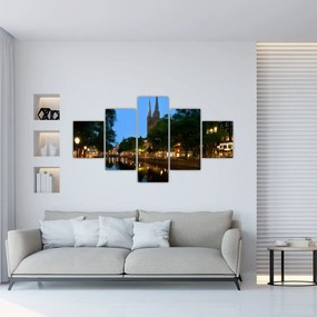 Obraz nocnego historycznego miasta (125x70 cm)