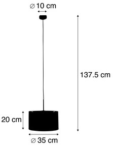 Lampa wisząca czarna klosz welurowy złoty 35cm - Combi Nowoczesny Oswietlenie wewnetrzne