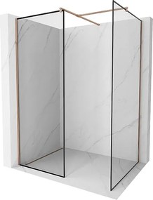 Mexen Kioto ścianka prysznicowa Walk-in 150 x 110 cm, czarna ramka, różowe złoto - 800-150-202-60-70-110