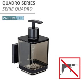 Czarny samoprzylepny plastikowy dozownik do mydła 340 ml Quadro – Wenko