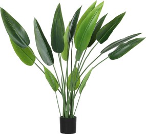 HOMCOM Sztuczna Roślina w Cementowej Doniczce, 18 Listków, Plastik, Zielony