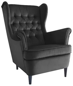 FOTEL HARRY VELVET CZARNY BLUVEL 19 / WENGE SIGNAL