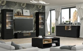 Zestaw mebli do salonu czarny + dąb artisan L7-T19