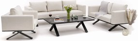 zestaw mebli ogrodowych nowoczesnych luksusowych aluminiowych - MARABELLA - beżowy z blatem HPL CARRARA BLACK