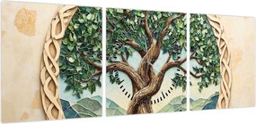 Obraz – Splecione drzewo życia (z zegarem) (90x30 cm)