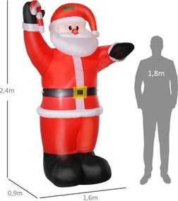 HOMCOM Nadmuchiwana Dekoracja Świąteczna, 2,4 m z oświetleniem LED, laska | Aosom PL