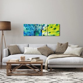 Obraz pawia (z zegarem) (90x30 cm)