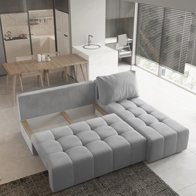 Masseno Narożnik DOMIRA z funkcją spania i pojemnikiem na pościel Narozniki L, Rozkładana sofa - Jasnoszary, PAROS 05