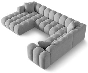 Jasnoszary narożnik z tkaniny szenilowej (prawostronny/w kształcie litery U) Treno – Cosmopolitan Design